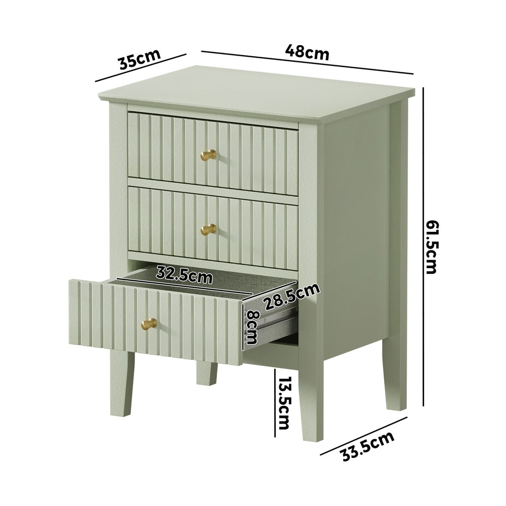 Oikiture Bedside Tables Set of 2 Side End Nightstand Green-Bedside Table-PEROZ Accessories