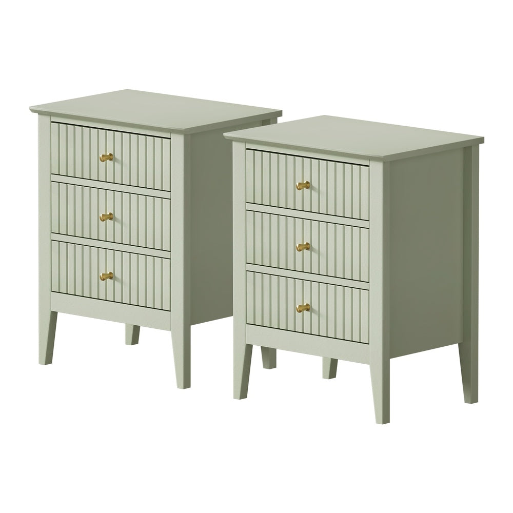 Oikiture Bedside Tables Set of 2 Side End Nightstand Green-Bedside Table-PEROZ Accessories