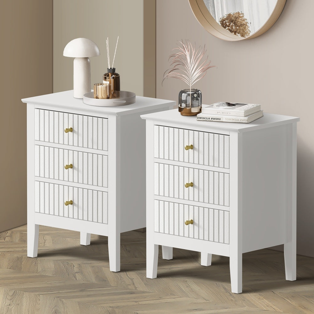 Oikiture Bedside Tables Set of 2 Side End Nightstand White-Bedside Table-PEROZ Accessories