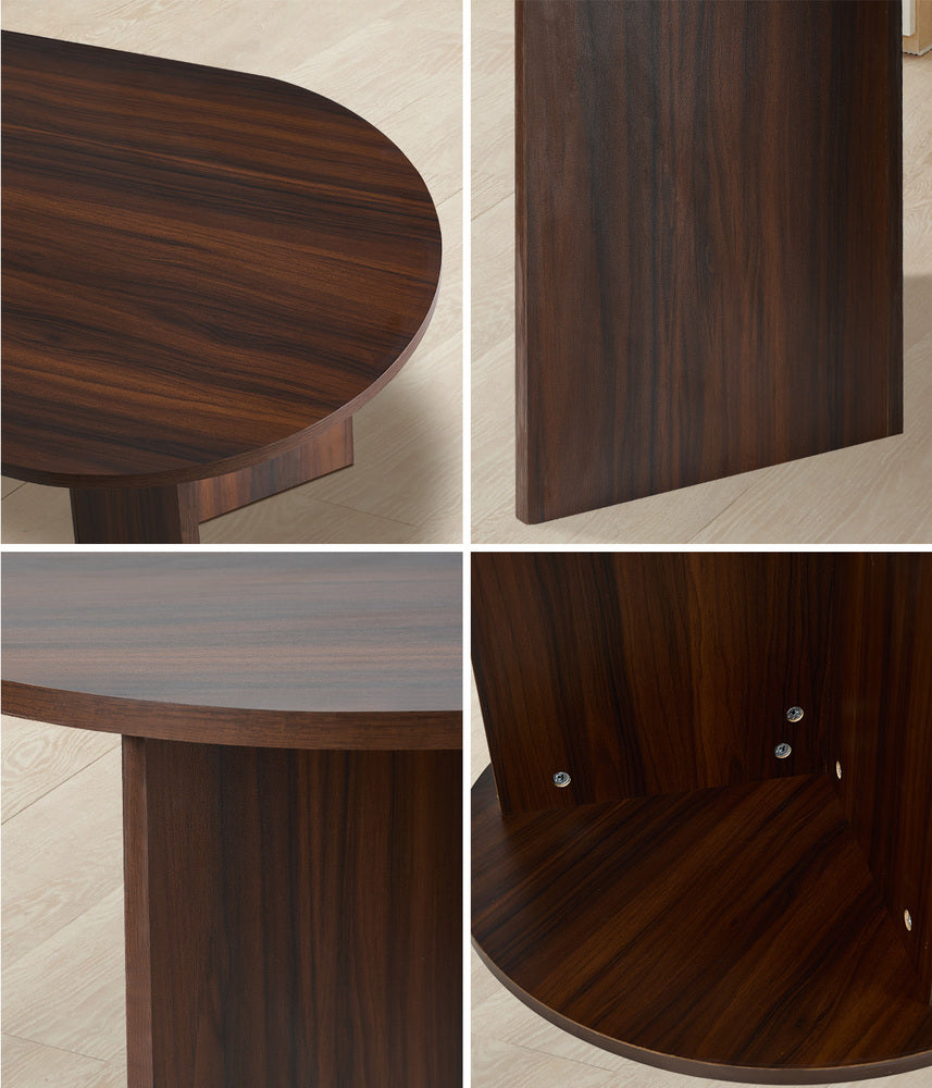 Oikiture Coffee Table Oval Sofa End Table Timber Walnut-Coffee Table-PEROZ Accessories