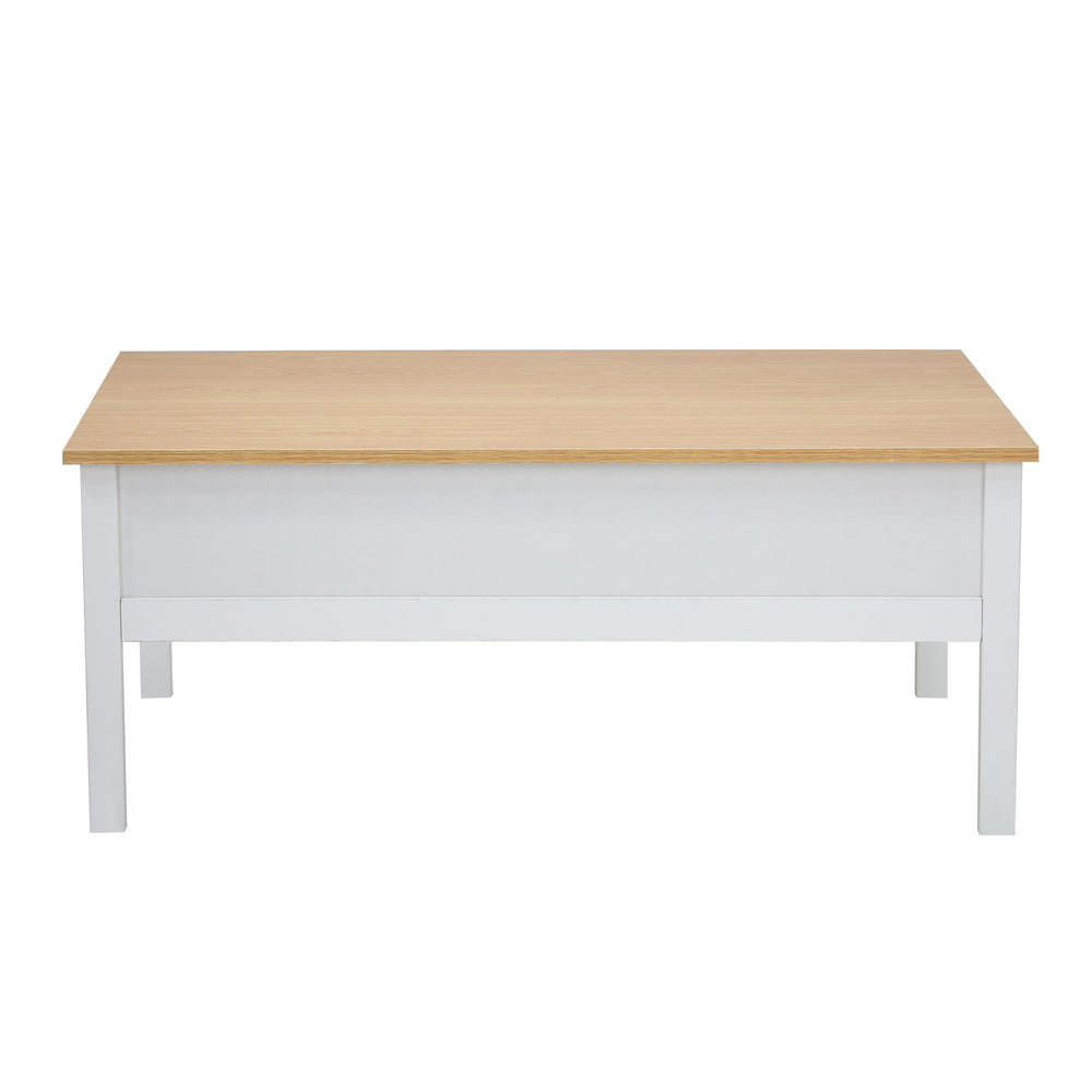 Oikiture Coffee Table Storage Drawers Natural White-Coffee Table-PEROZ Accessories