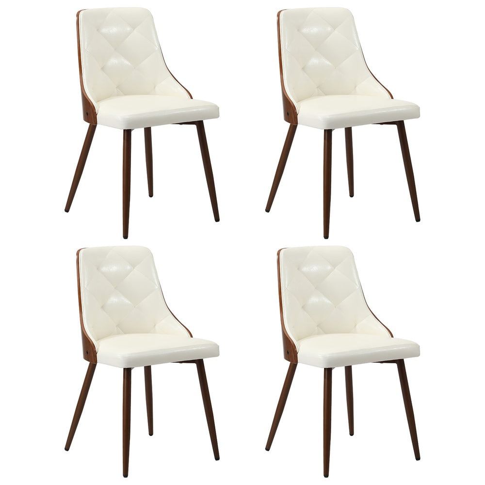 Oikiture Dining Chairs Kitchen Lounge PU Leather x4 White-Dining Chair-PEROZ Accessories