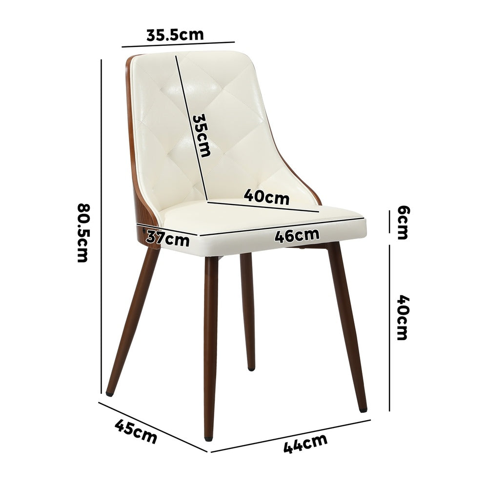 Oikiture Dining Chairs PU Leather x2 White-Dining Chair-PEROZ Accessories