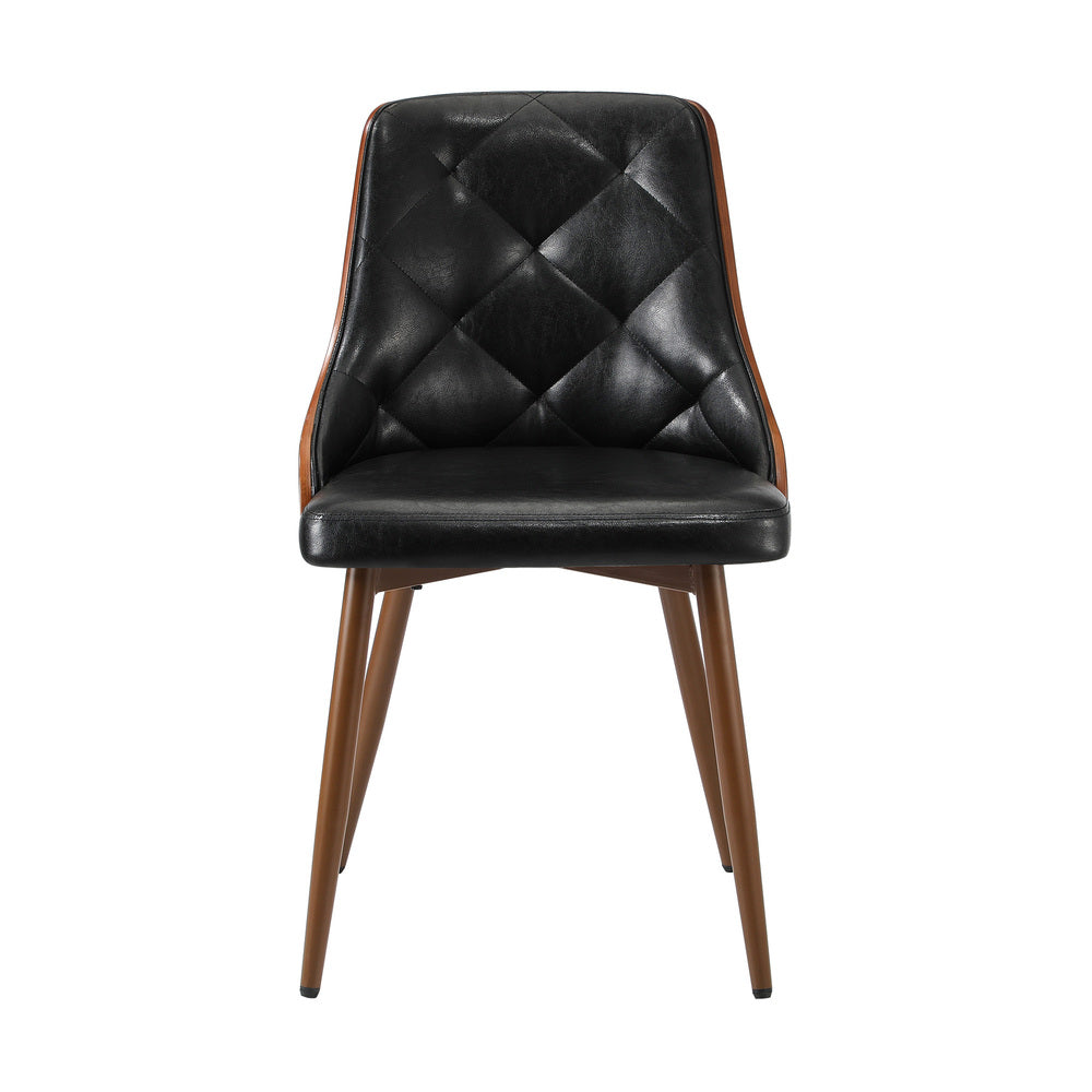 Oikiture Dining Chairs Retro PU Leather x2 Black-Dining Chair-PEROZ Accessories