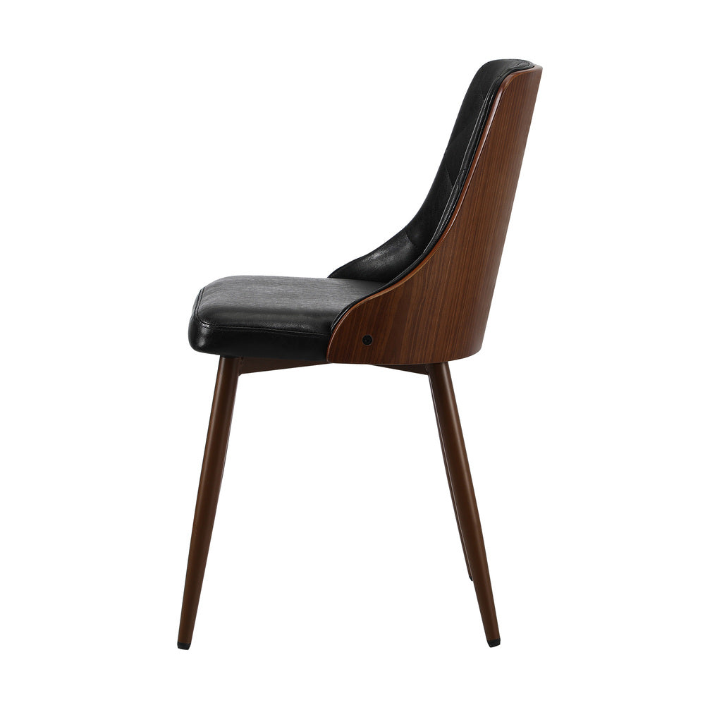 Oikiture Dining Chairs Retro PU Leather x2 Black-Dining Chair-PEROZ Accessories
