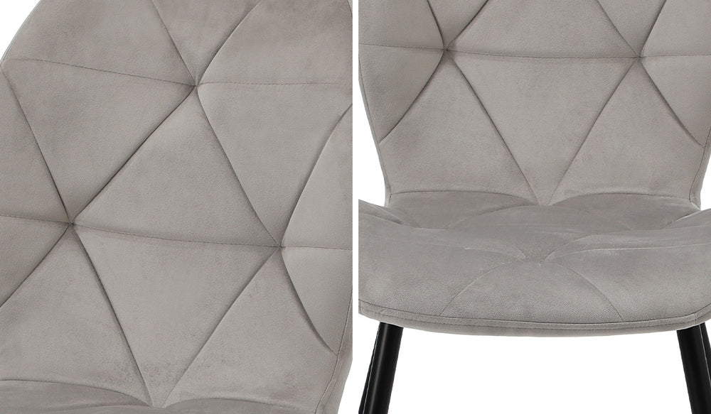 Oikiture Dining Chairs Set of 2 Velvet Grey-Dining Chair-PEROZ Accessories