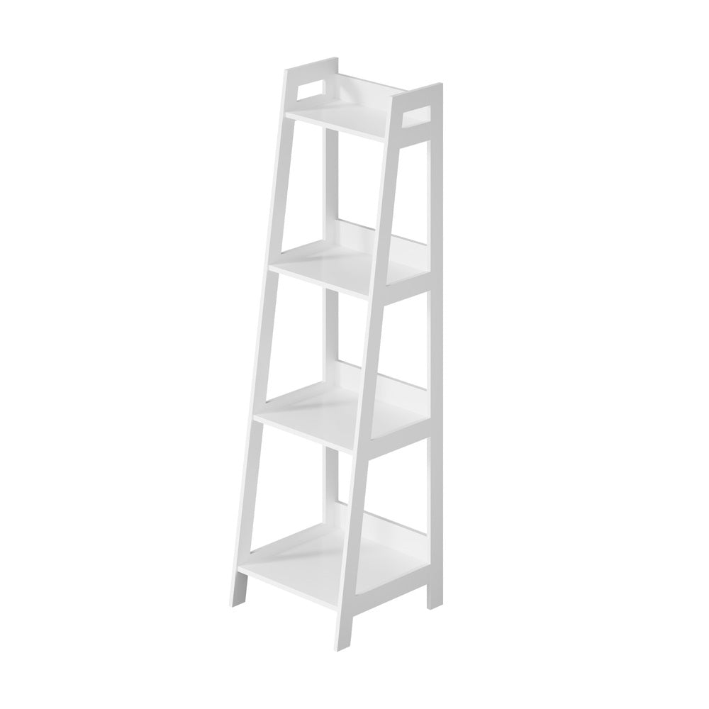 Oikiture Display Shelf 4 Tier Corner Ladder Shelves White-Bookshelf-PEROZ Accessories