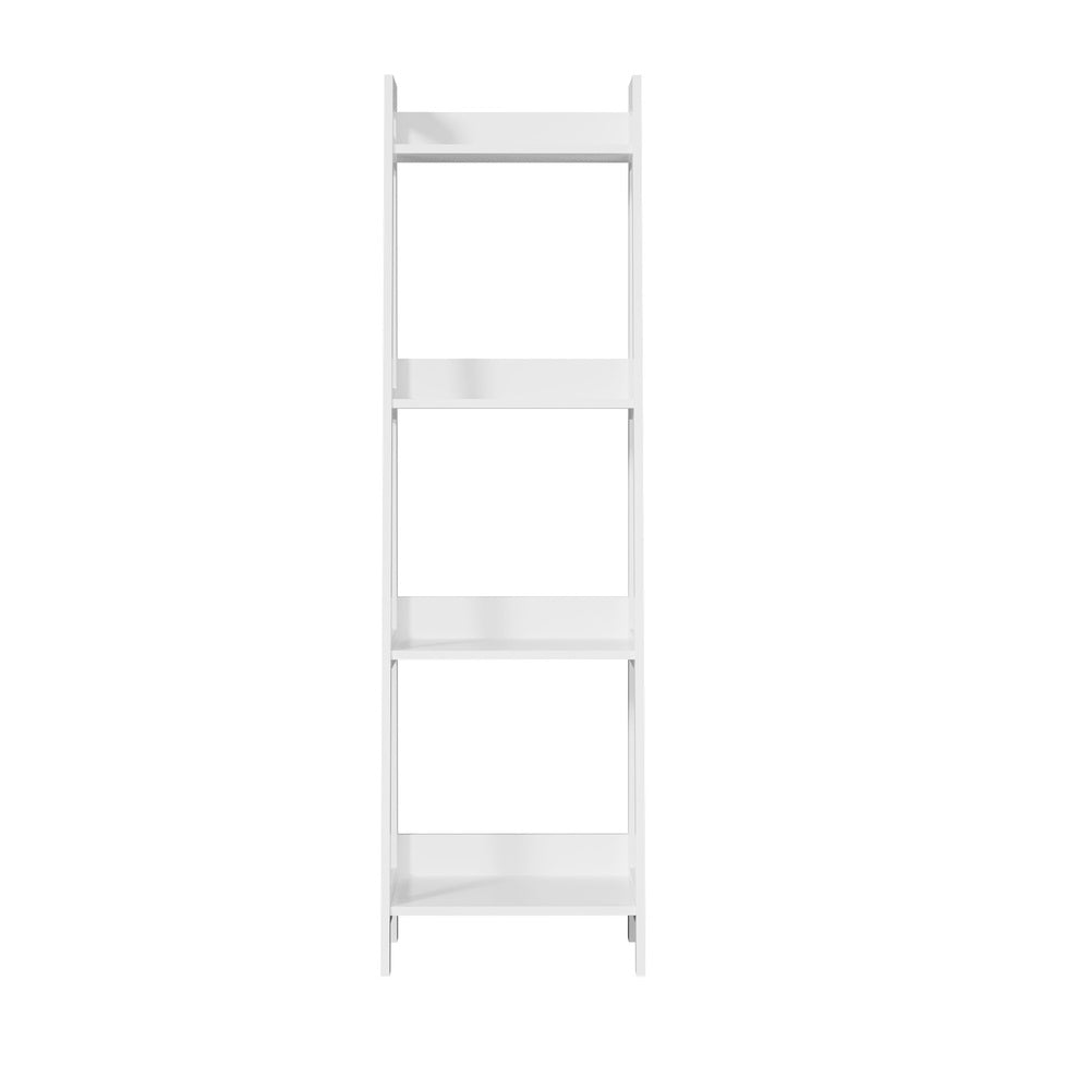 Oikiture Display Shelf 4 Tier Corner Ladder Shelves White-Bookshelf-PEROZ Accessories