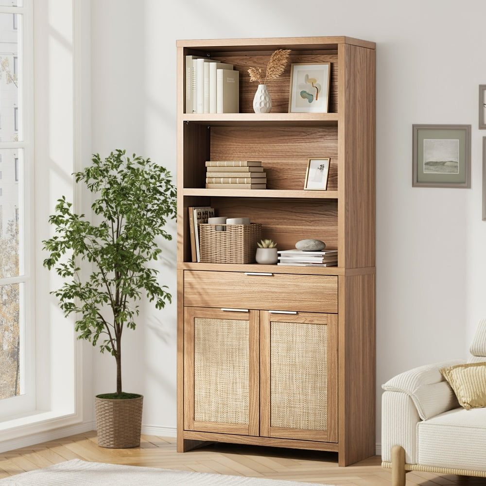 Oikiture Display Shelf Bookcase Adjustable Storage Cabinet 5 Tier-Bookshelf-PEROZ Accessories