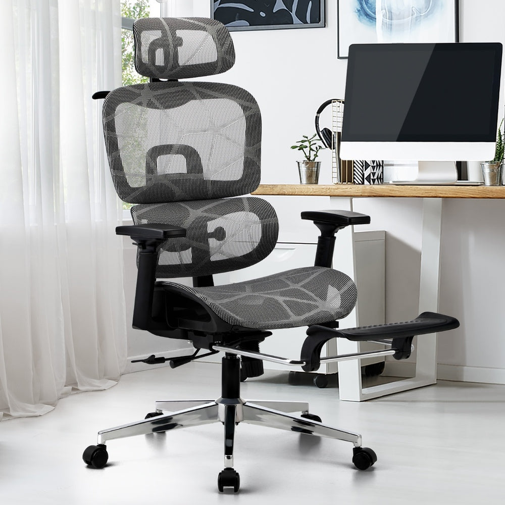 Oikiture Ergonomic Office Chair Mesh Executive Seat BK & GY-Office Chair-PEROZ Accessories