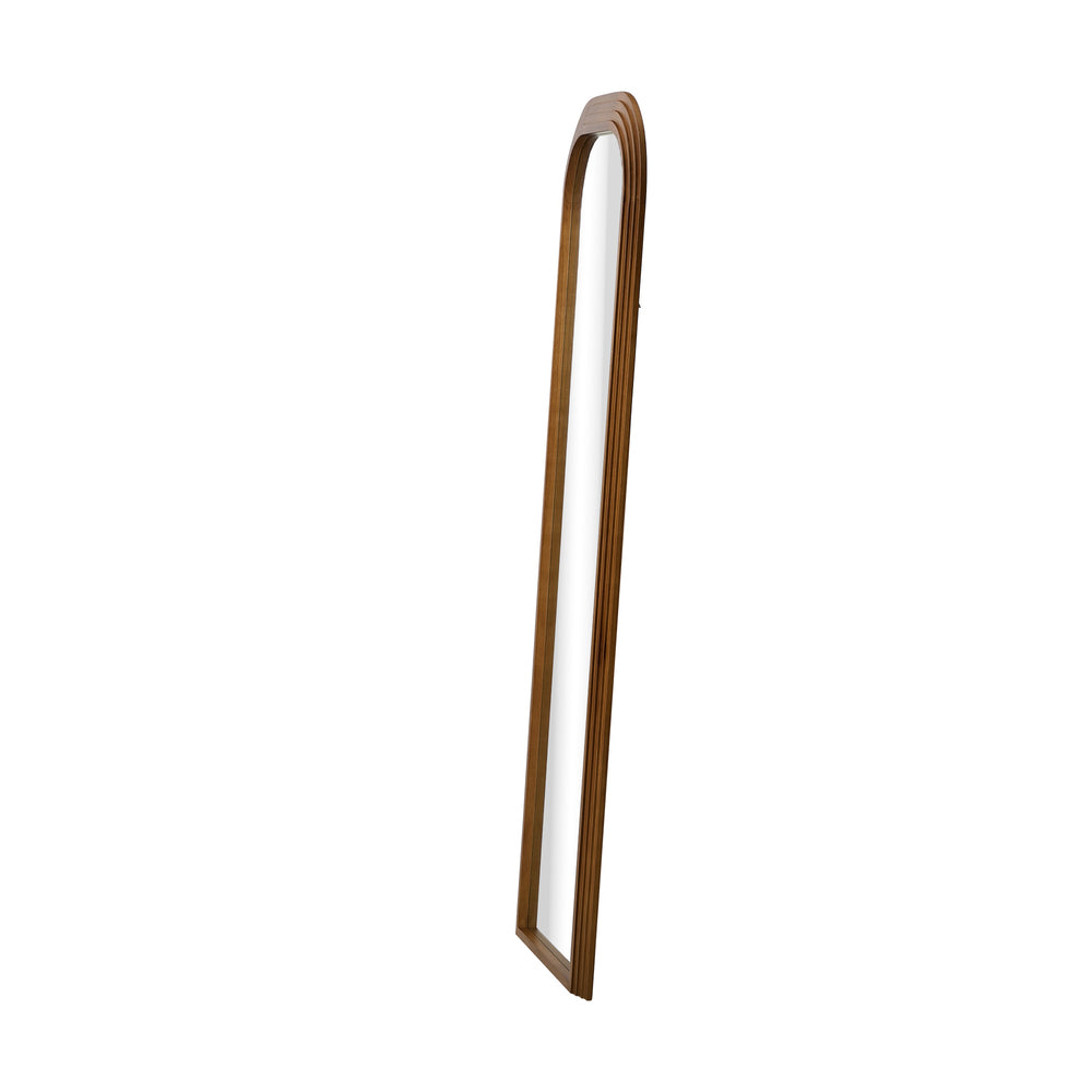 Oikiture Full Length Arch Mirror 165x60cm Brown Wood Top Round Corner-Full Length Mirror-PEROZ Accessories