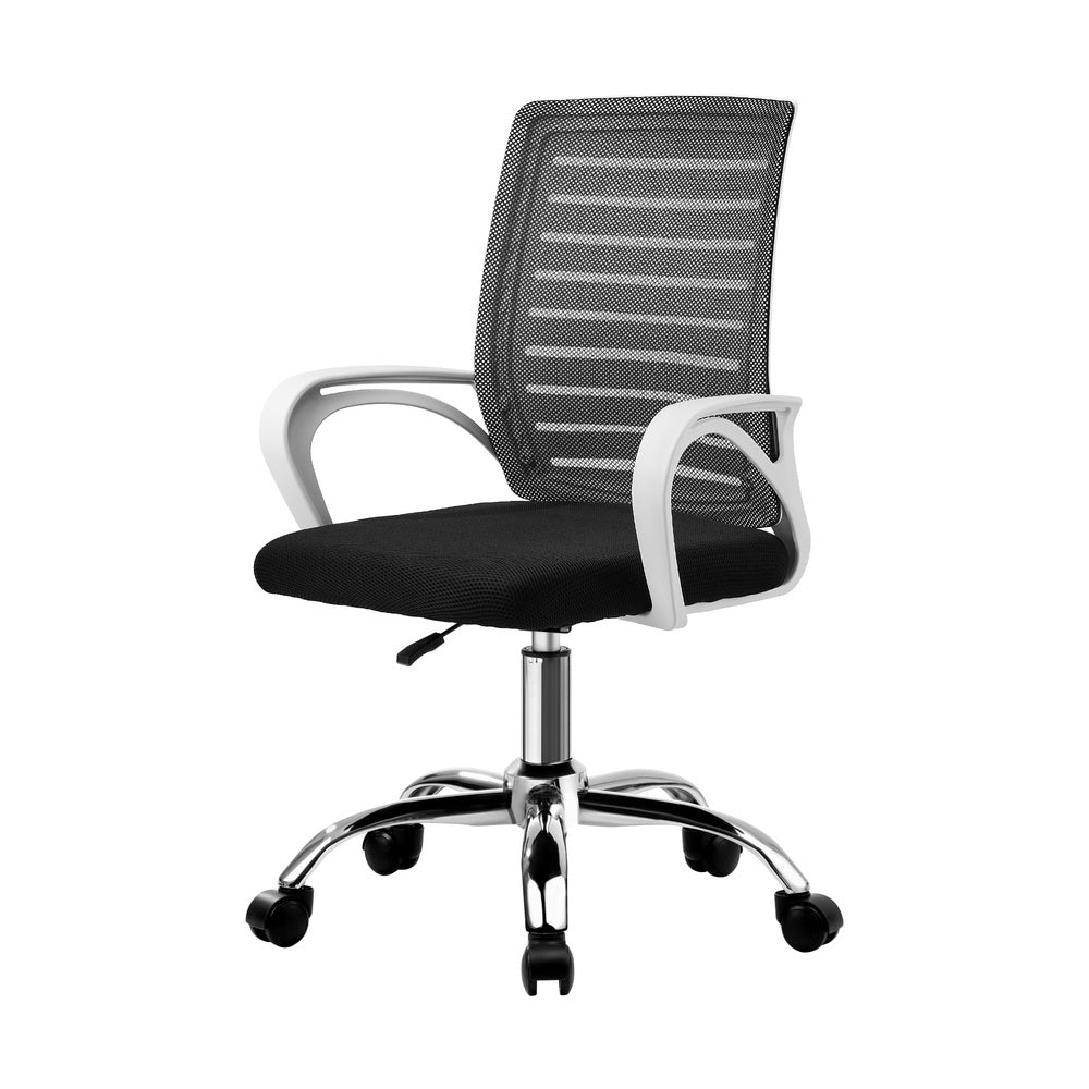 Oikiture Mesh Office Chair Breathable Backrest White & Black-Office Chair-PEROZ Accessories