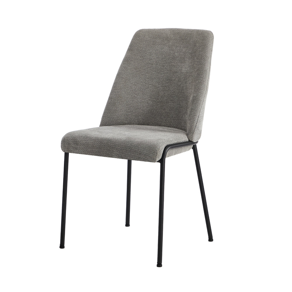 Oikiture Set of 2 Dining Chairs Chenille Fabric Padded Seat Grey-Dining Chair-PEROZ Accessories