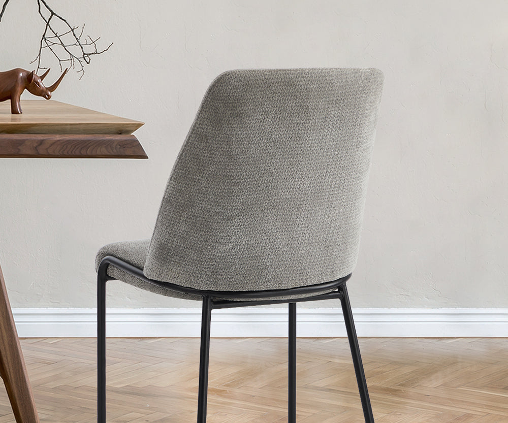 Oikiture Set of 2 Dining Chairs Chenille Fabric Padded Seat Grey-Dining Chair-PEROZ Accessories