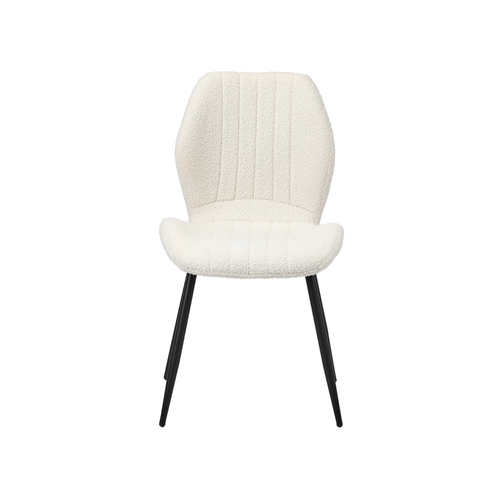 Oikiture Set of 2 Dining Chairs Padded Seat Armless Boucle White-Dining Chairs-PEROZ Accessories