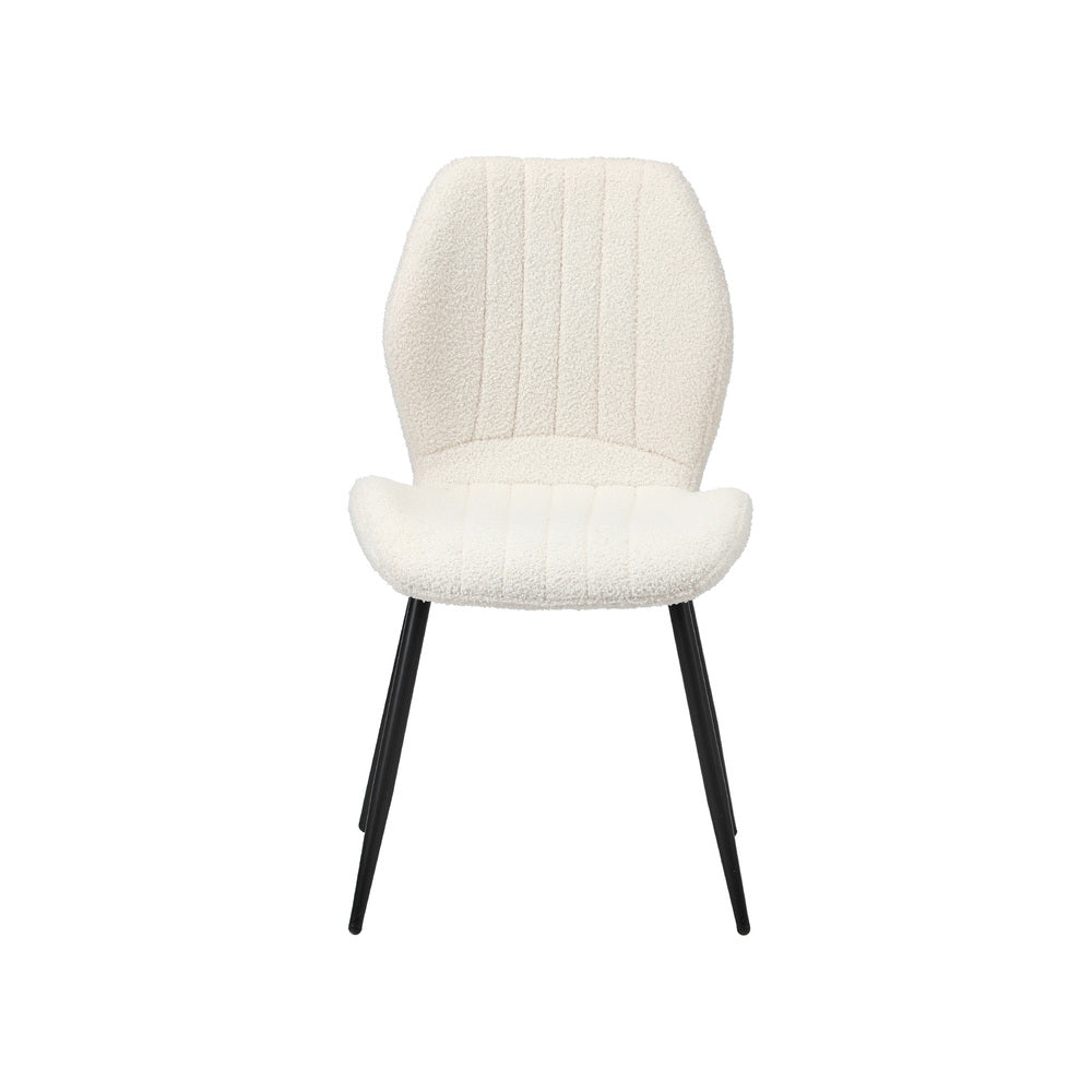 Oikiture Set of 6 Dining Chairs Padded Seat Armless Boucle White-Dining Chairs-PEROZ Accessories
