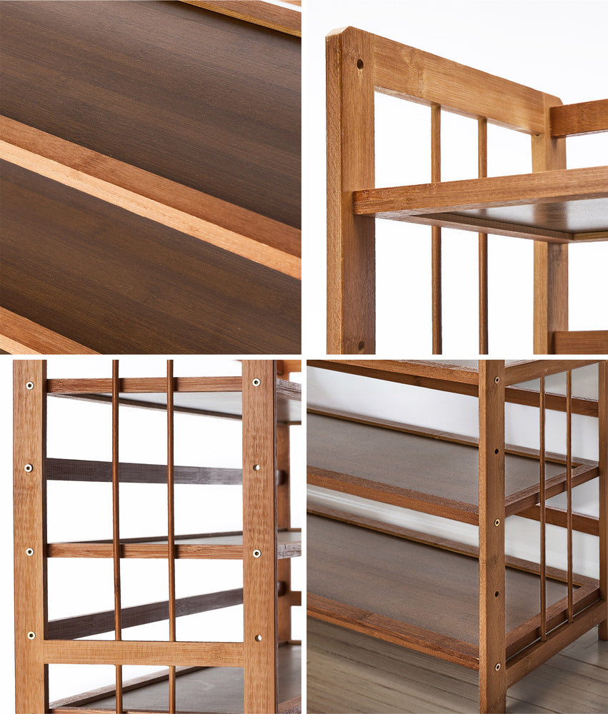 Oikiture Shoe Rack Storage Organizer 11 Shelves Bamboo Brown-Shoe Storage Cabinet-PEROZ Accessories