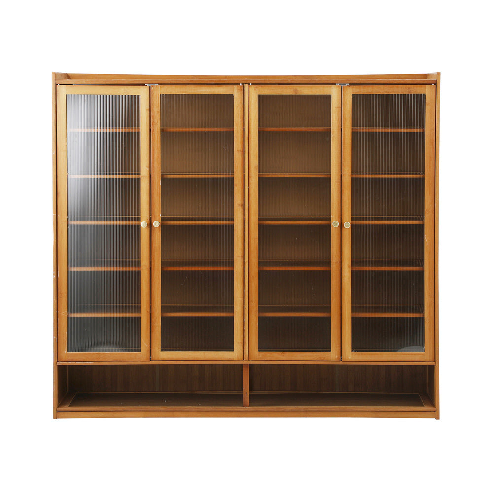 Oikiture Shoe Storage Cabinet 4 Doors 7 Shelves Brown-Shoe Storage Cabinet-PEROZ Accessories