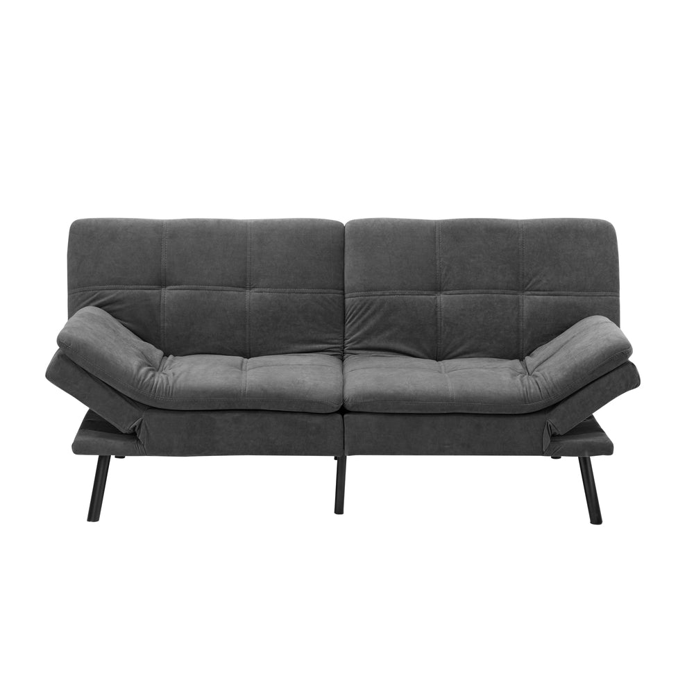 Oikiture Sofa Bed Futon Lounge Couch Convertible Polyester 3-Seater Grey-Sofa Bed-PEROZ Accessories