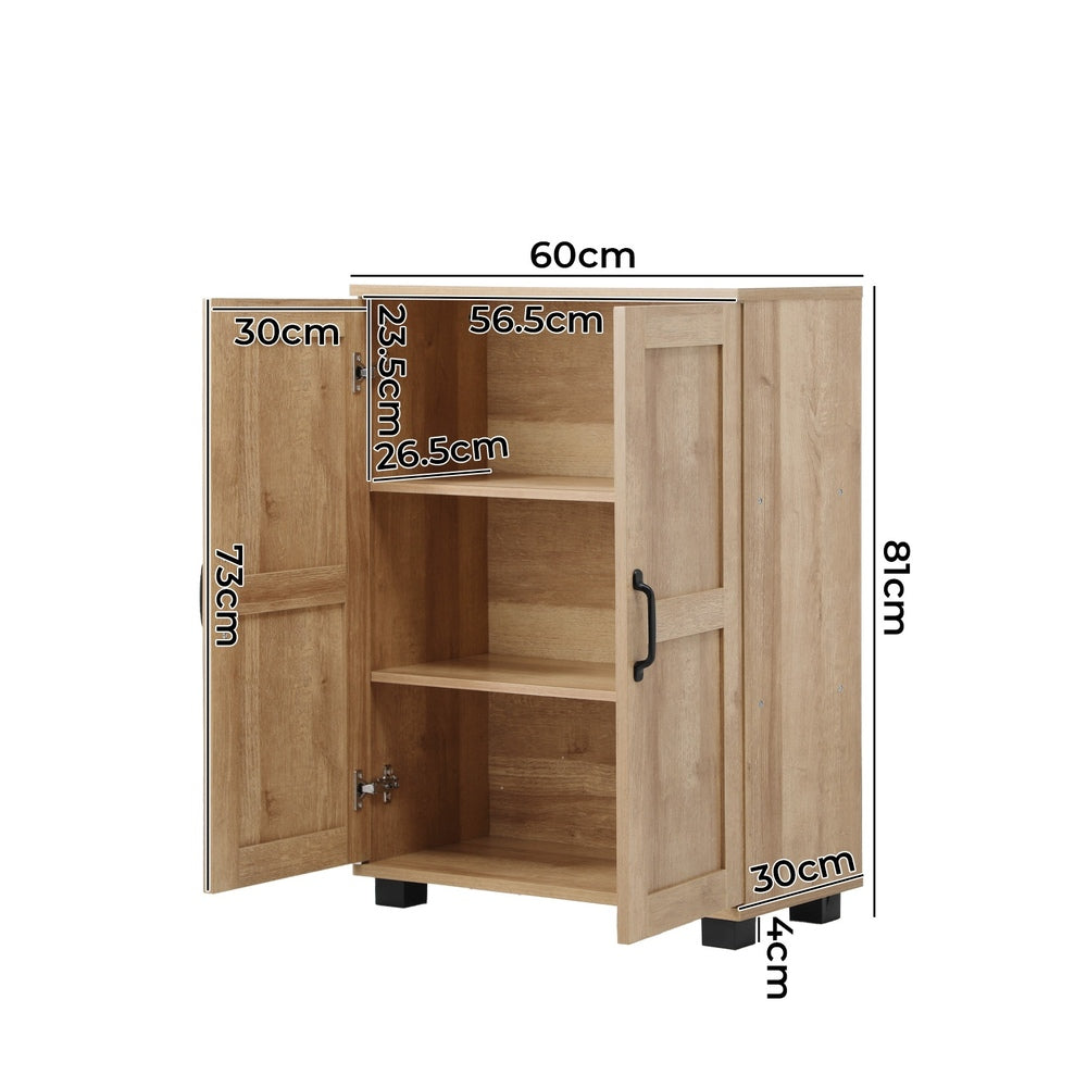 Oikiture Storage Cabinet Buffet Sideboard 2 Door Natural-Storage Cabinet-PEROZ Accessories