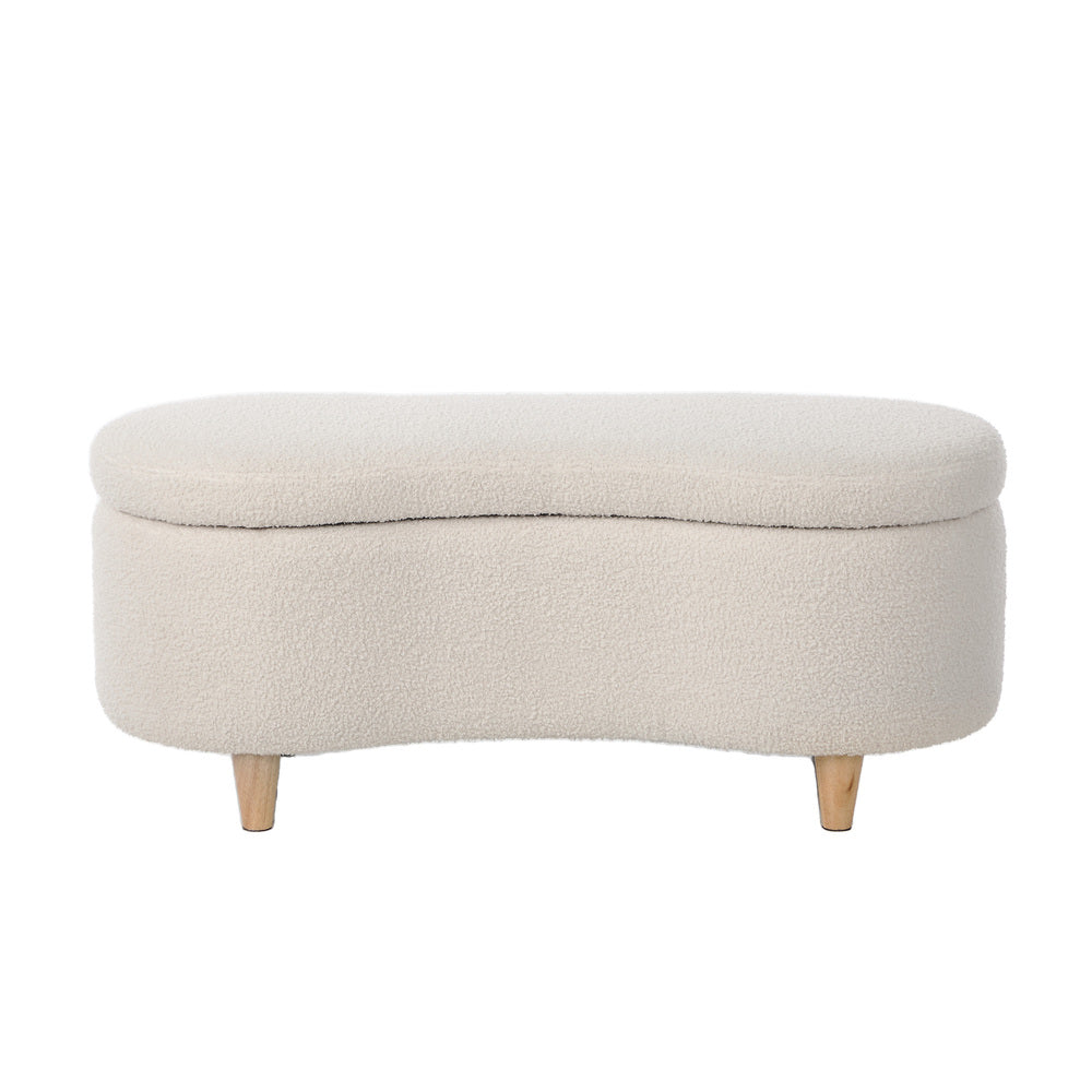 Oikiture Storage Ottoman Cashew Foot Stool Teddy Boucle Chest Bench-Ottoman-PEROZ Accessories