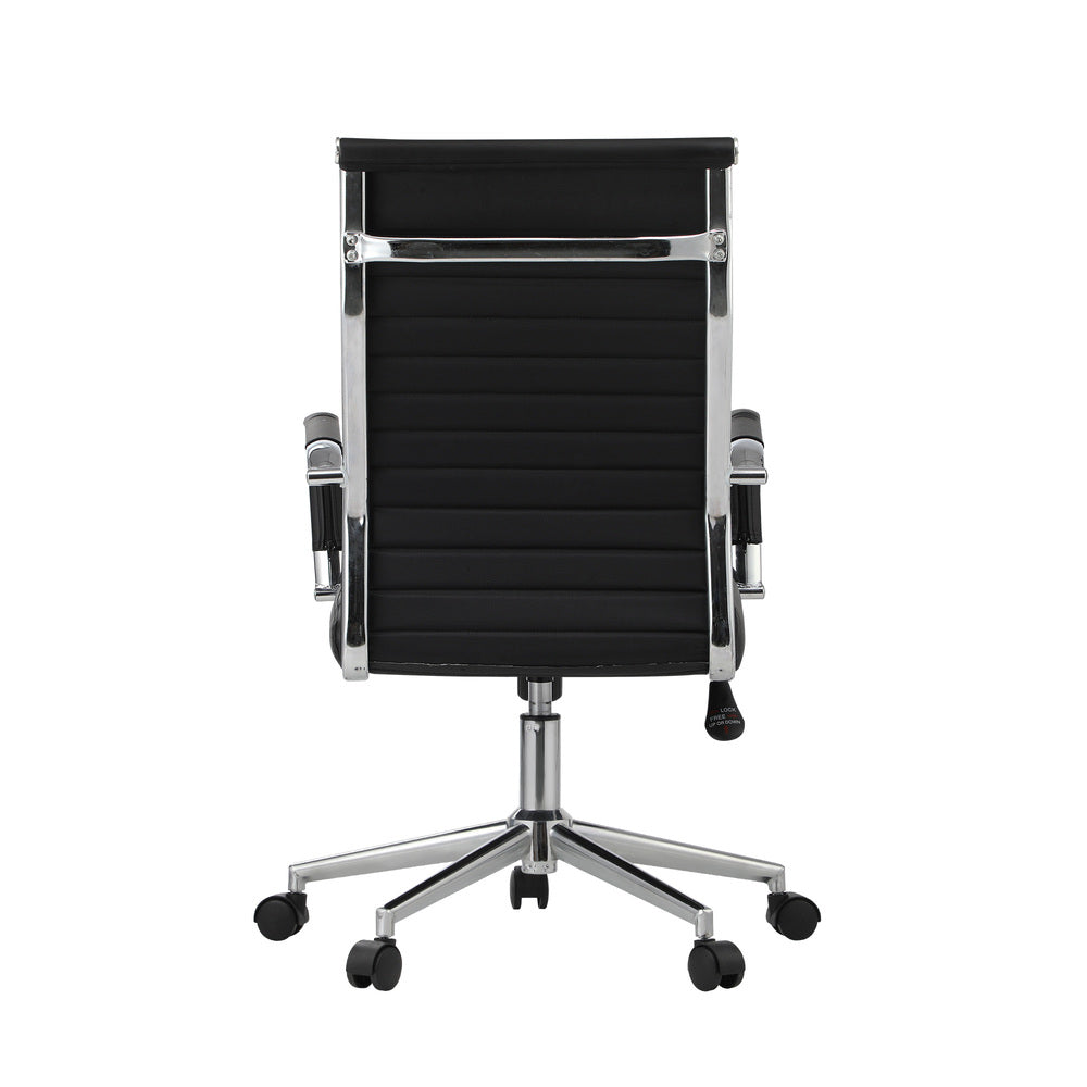 Oikiture Swivel Office Chair High Back Leather Black-Office Chair-PEROZ Accessories
