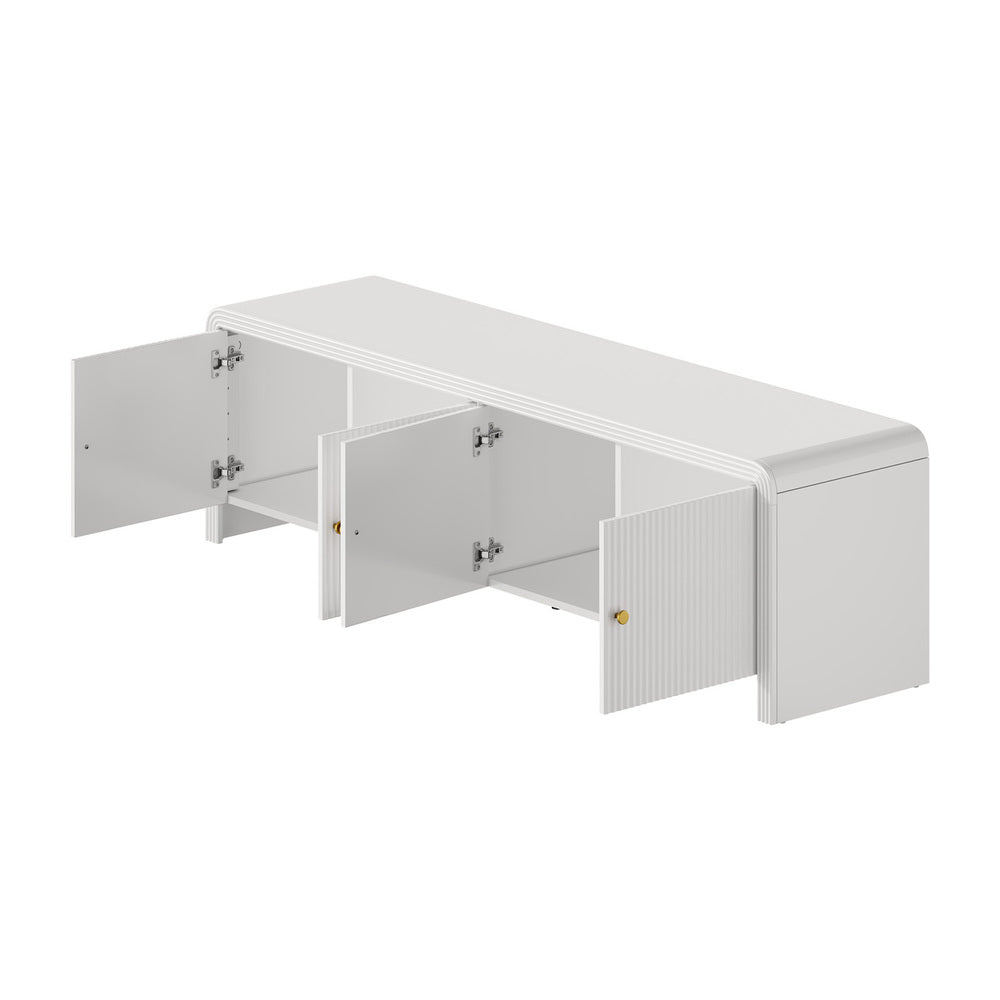 Oikiture TV Cabinet Entertainment Unit Stand 160cm Fluted Doors-Entertainment Unit-PEROZ Accessories