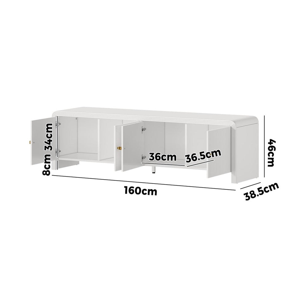 Oikiture TV Cabinet Entertainment Unit Stand 160cm Fluted Doors-Entertainment Unit-PEROZ Accessories