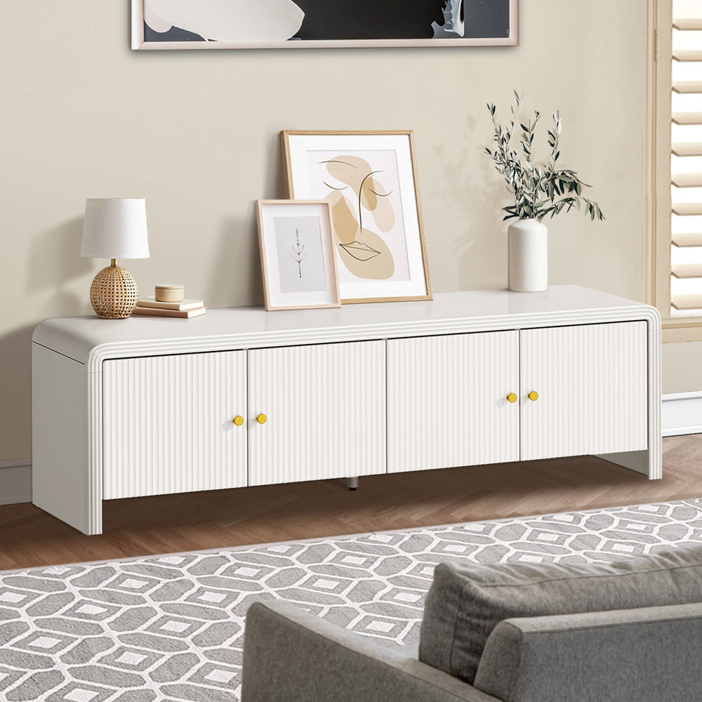 Oikiture TV Cabinet Entertainment Unit Stand 160cm Fluted Doors-Entertainment Unit-PEROZ Accessories