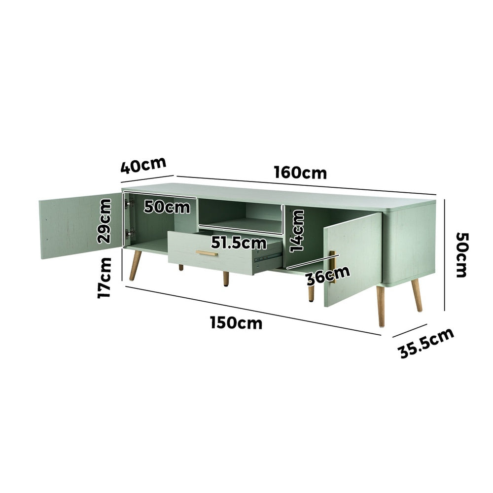 Oikiture TV Cabinet Entertainment Unit Stand 160cm Green-Entertainment Units-PEROZ Accessories