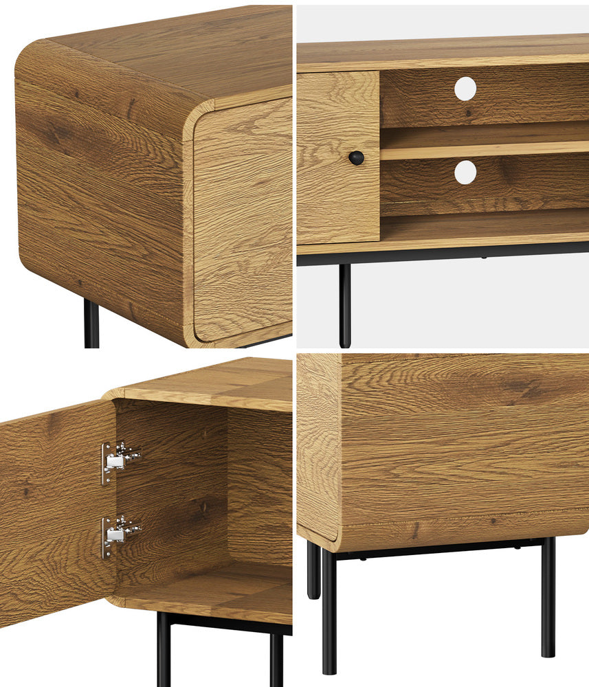 Oikiture TV Cabinet Entertainment Unit Stand 180cm Oak-Entertainment Units-PEROZ Accessories