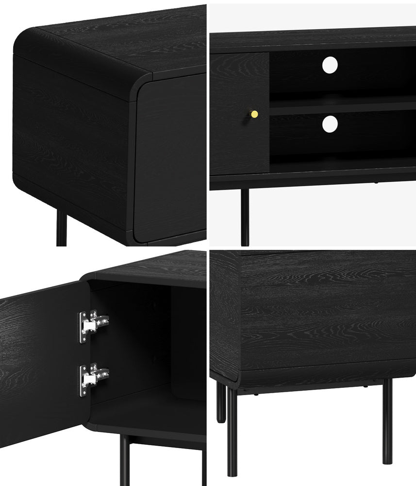 Oikiture TV Cabinet Entertainment Unit Stand 180cm Wooden Black-Entertainment Units-PEROZ Accessories