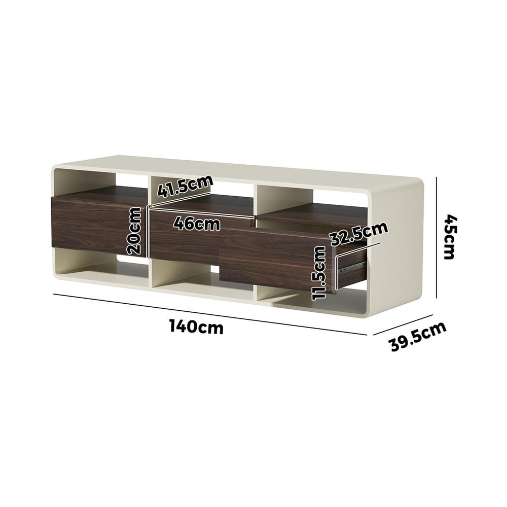 Oikiture TV Cabinet Entertainment Unit Stand 3 Drawers 6 Open Shelves 140cm-Entertainment Unit-PEROZ Accessories