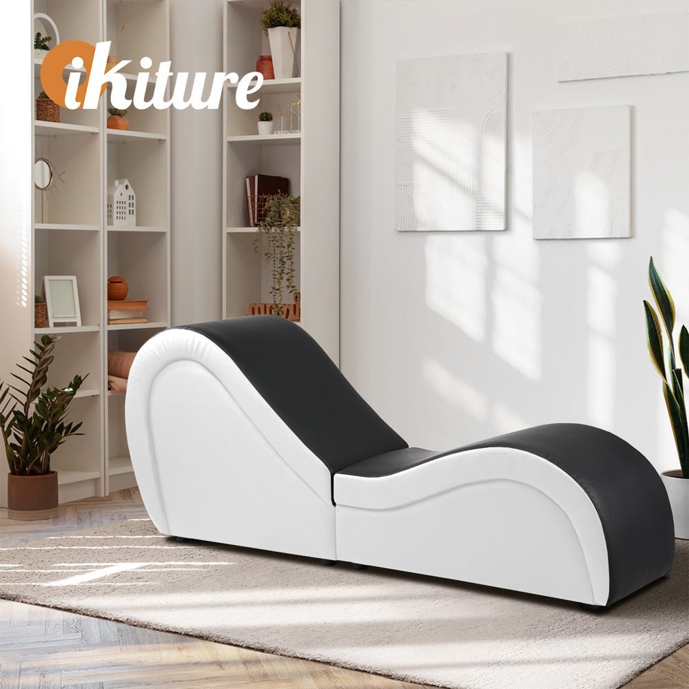 Oikiture Tantra Sofa Love Seat Chaise Lounge Couples Yoga Bed BK & WH-Sofa-PEROZ Accessories