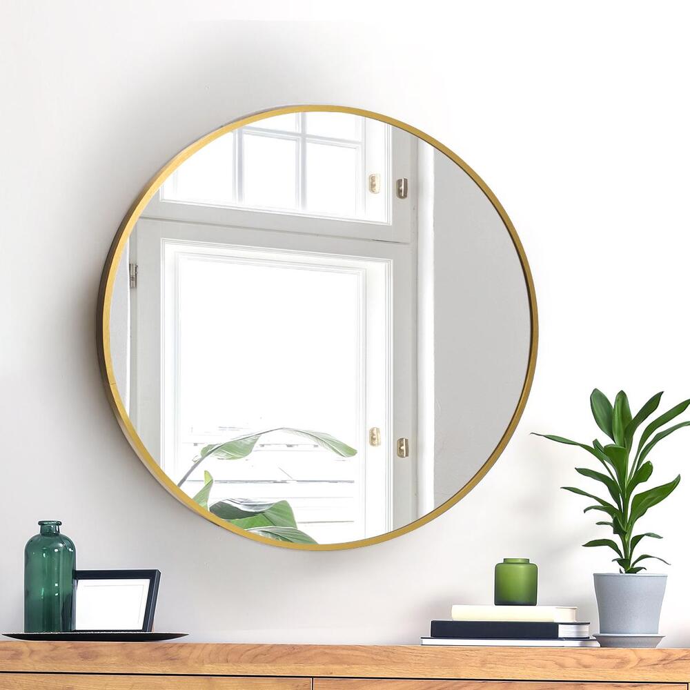 Oikiture Wall Mirror Round 50cm Gold-Wall Mirror-PEROZ Accessories