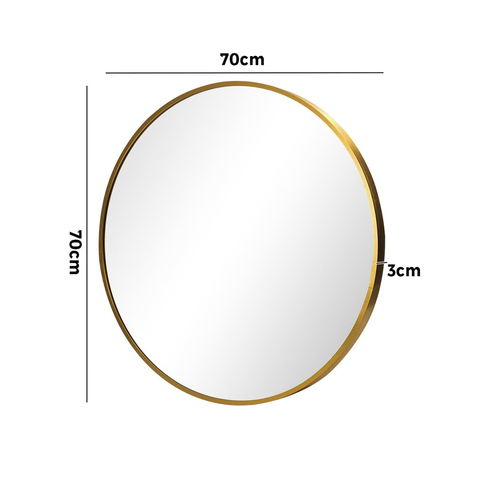 Oikiture Wall Mirror Round 70cm Gold-Wall Mirror-PEROZ Accessories