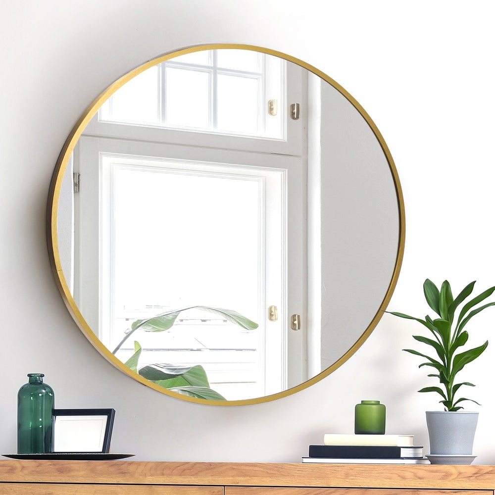 Oikiture Wall Mirror Round 70cm Gold-Wall Mirror-PEROZ Accessories