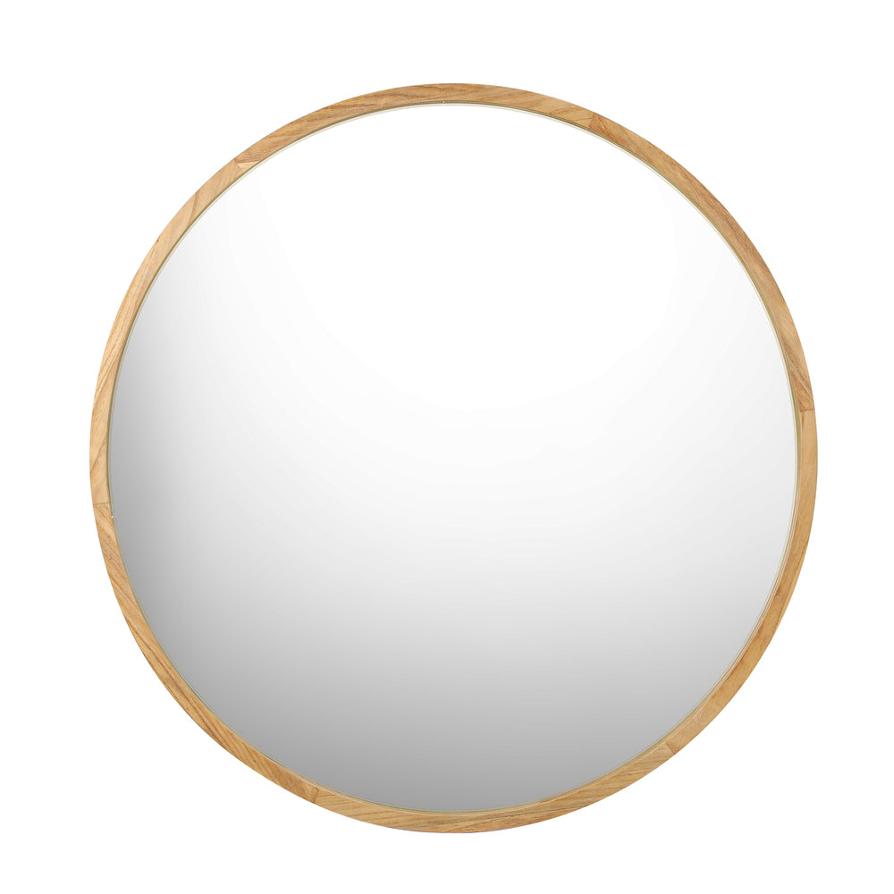 Oikiture Wall Mirror with Wood Frame 70cm Round-Wall Mirror-PEROZ Accessories