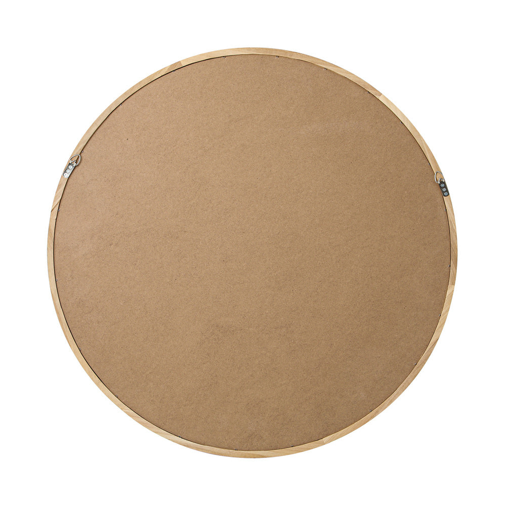 Oikiture Wall Mirror with Wood Frame 90cm Round-Wall Mirror-PEROZ Accessories