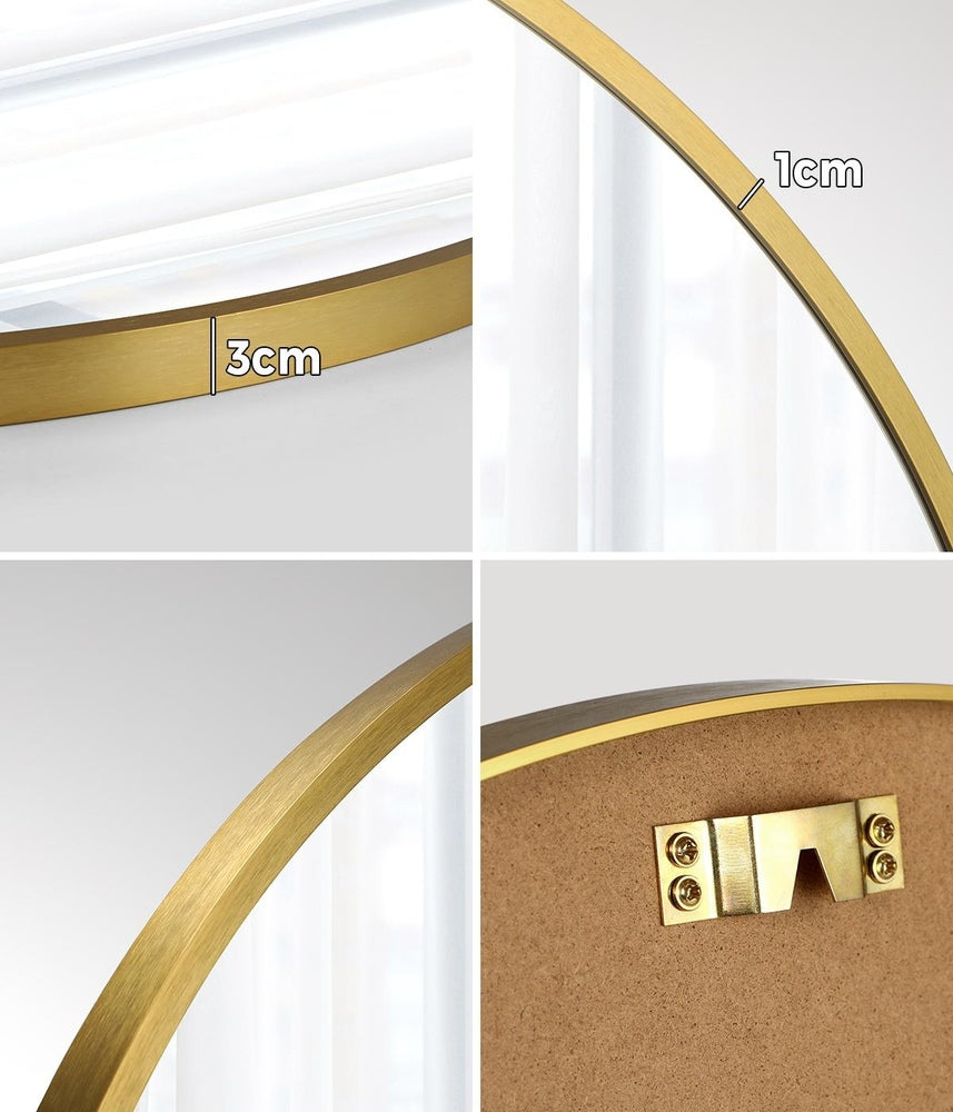 Oikiture Wall Mirrors Round 60cm Gold Set of 2-Wall Mirror-PEROZ Accessories