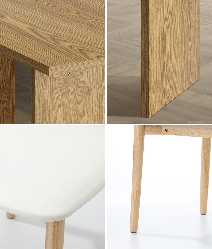 Oikiture Wooden 4-Seater Dining Table and Chairs Set-Dining Set-PEROZ Accessories