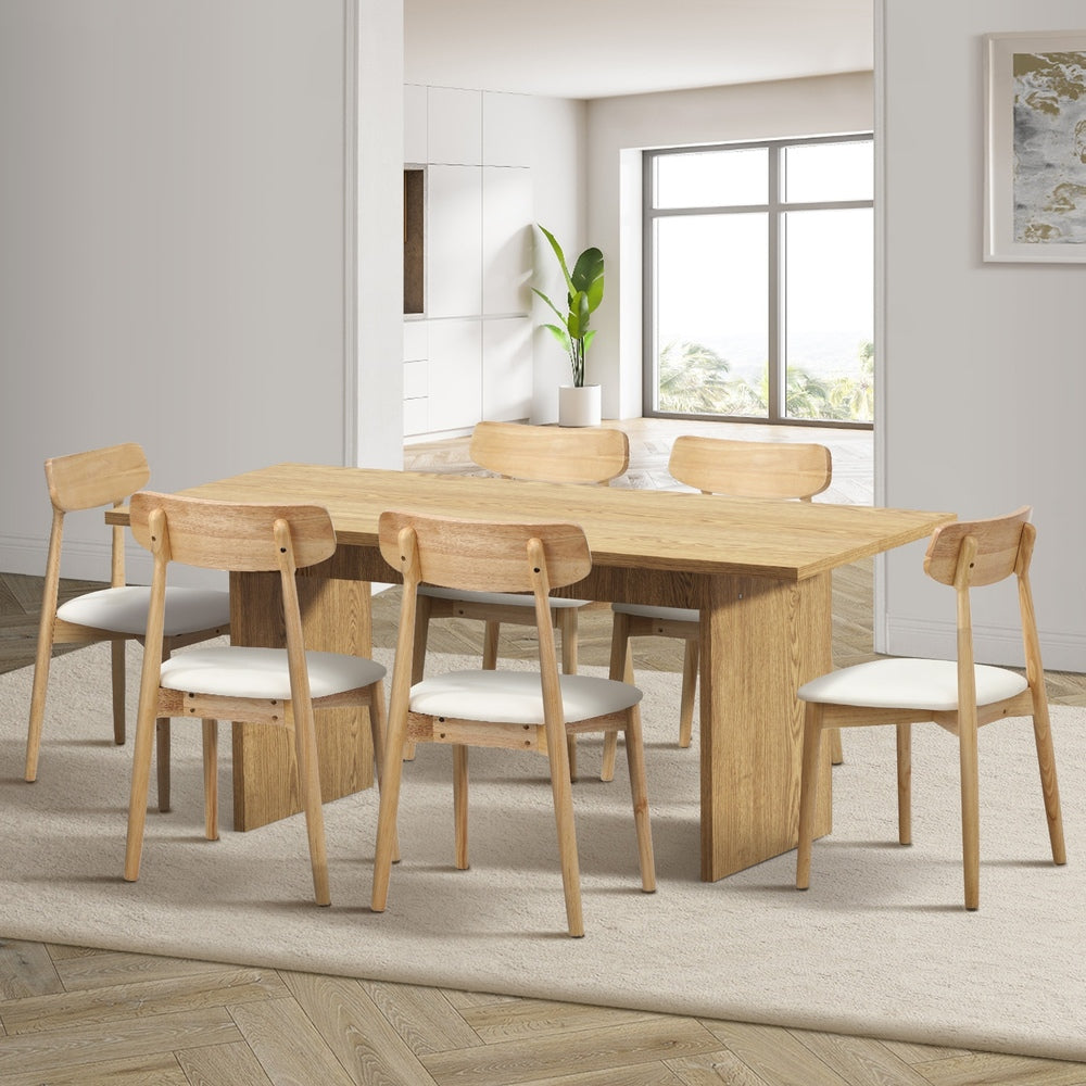 Oikiture Wooden 6-Seater Dining Table and Chairs Set-Dining Set-PEROZ Accessories