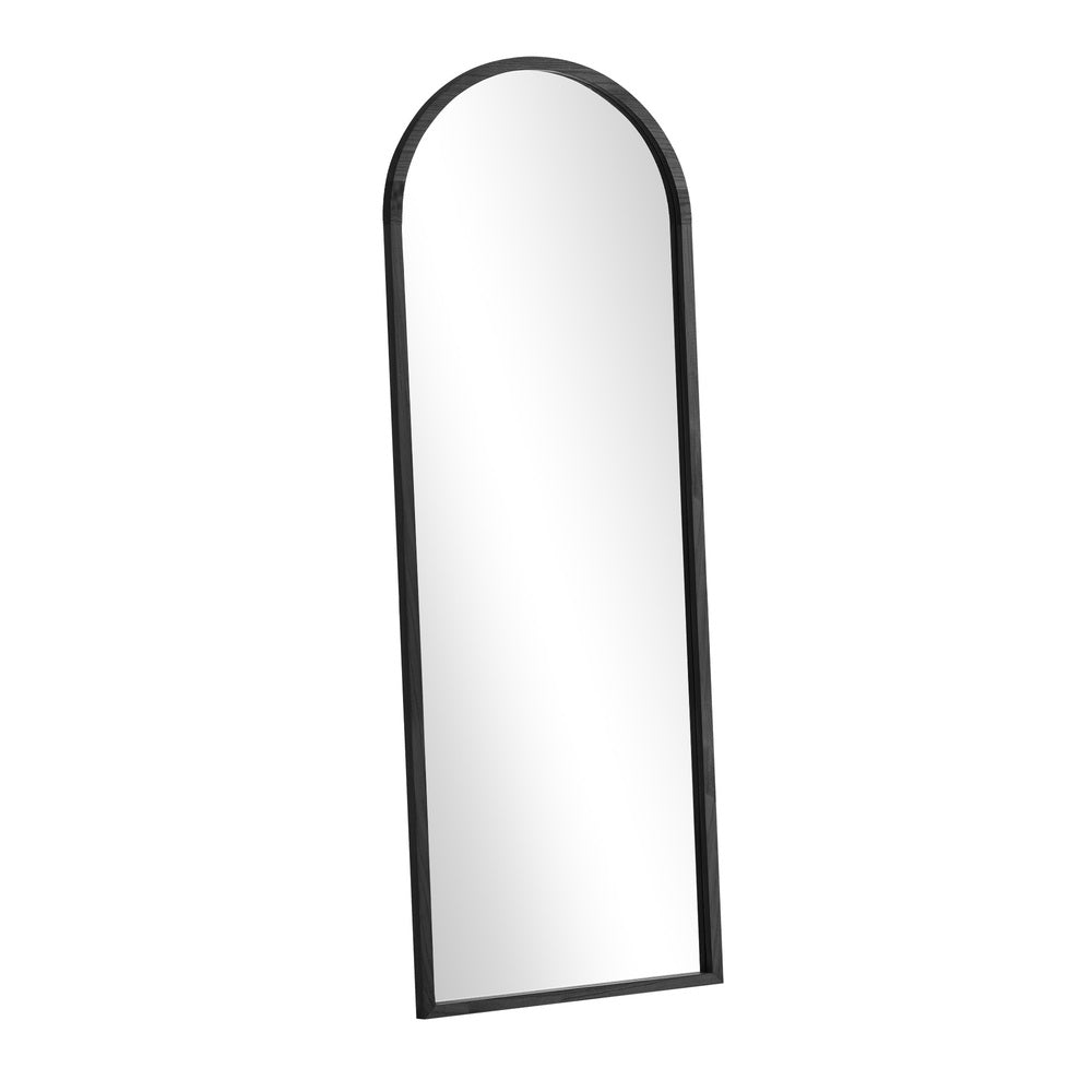 Oikiture Wooden Full Length Mirror 180x70cm Arched Floor Mirrors Black-Full Length Mirror-PEROZ Accessories