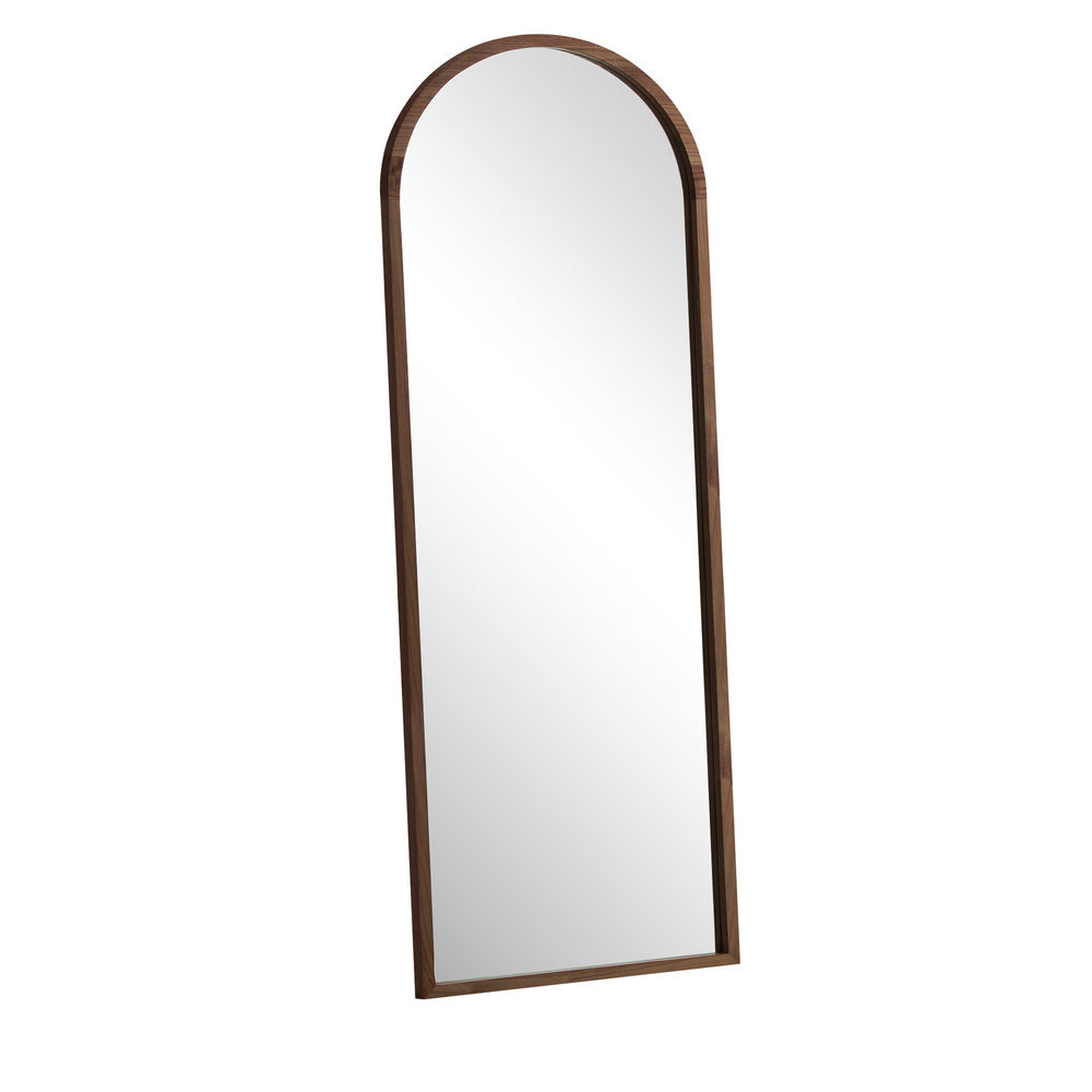 Oikiture Wooden Full Length Mirror 180x70cm Arched Floor Mirrors Brown-Full Length Mirror-PEROZ Accessories