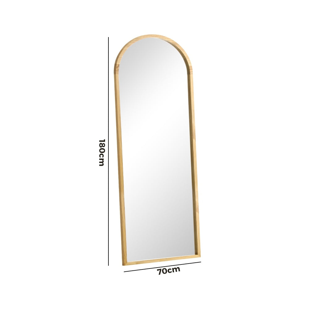 Oikiture Wooden Full Length Mirror 180x70cm Arched Floor Mirrors-Full Length Mirror-PEROZ Accessories