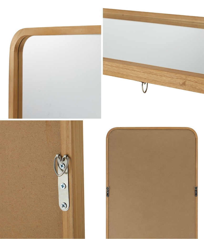 Oikiture Wooden Full Length Mirror 180x70cm Rectangle Floor Mirrors-Full Length Mirror-PEROZ Accessories