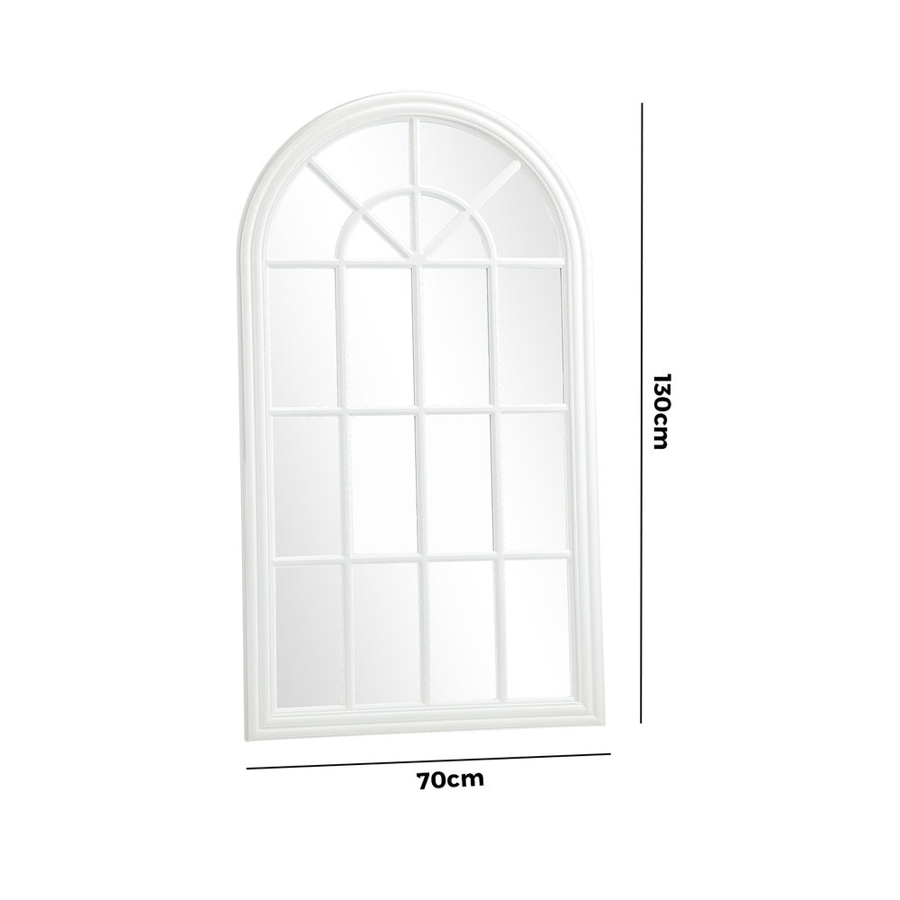Oikiture Wooden Window Mirror Arched Wall Mirrors 130x70cm White-Window Mirror-PEROZ Accessories