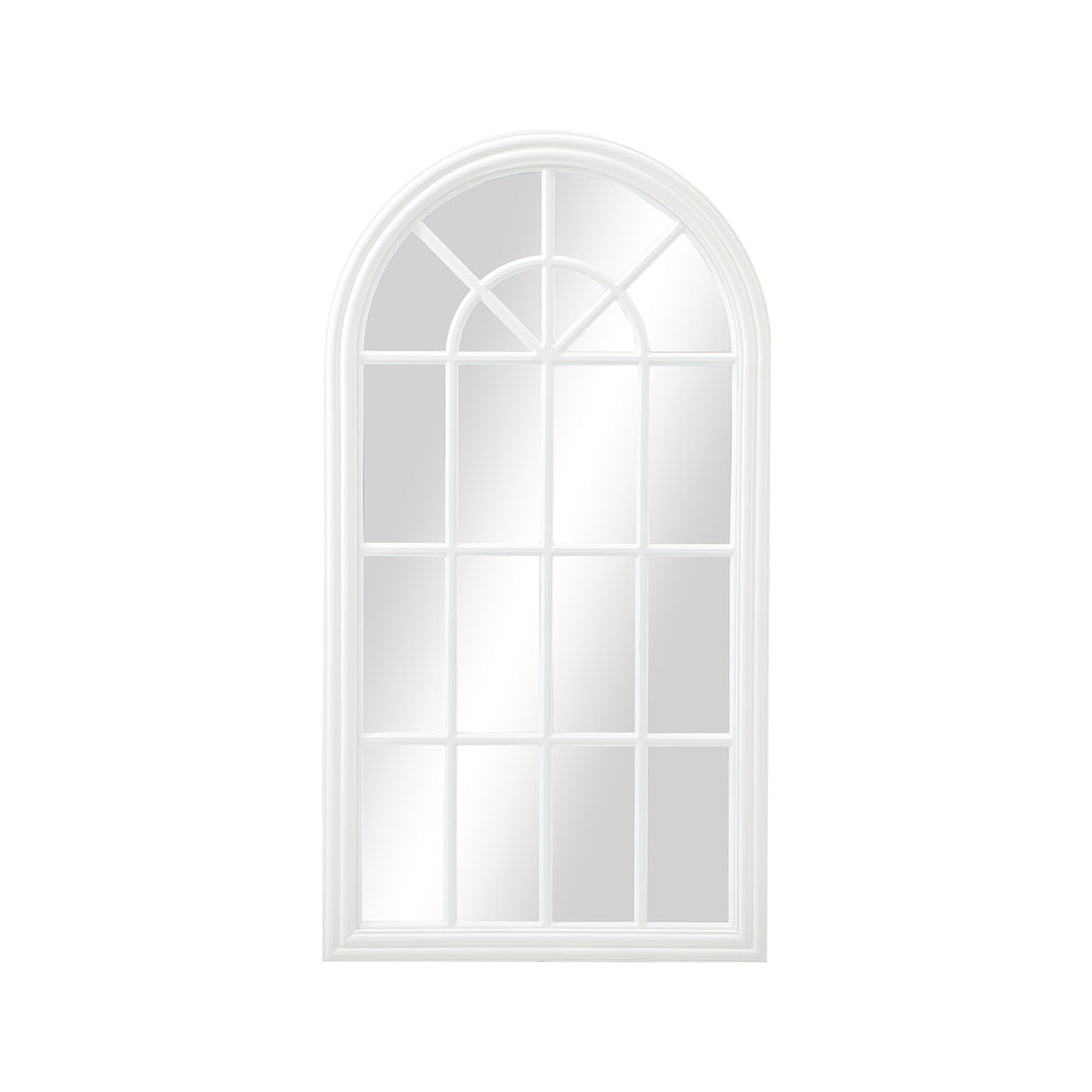Oikiture Wooden Window Mirror Arched Wall Mirrors 130x70cm White-Window Mirror-PEROZ Accessories