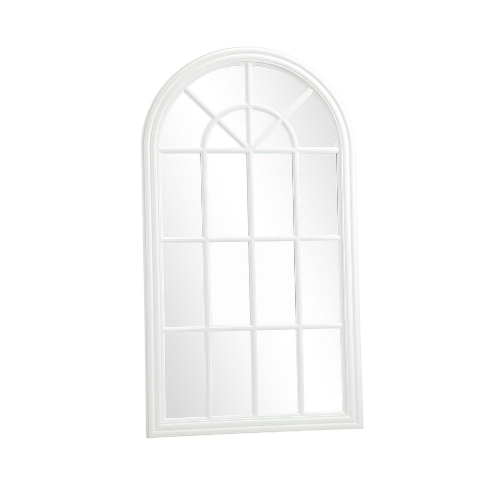 Oikiture Wooden Window Mirror Arched Wall Mirrors 130x70cm White-Window Mirror-PEROZ Accessories