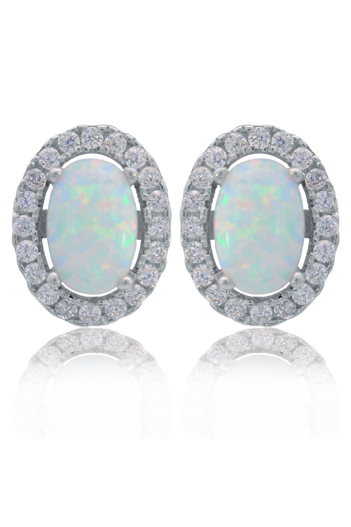 OPAL GLOW BLACKWATTLE WHITE CREATED OPAL EARRINGS SILVER-PEROZ Accessories